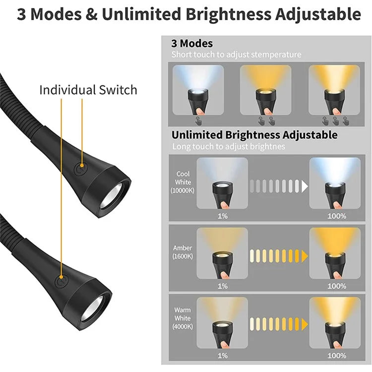 ST-8033 Dimmable LED Neck Reading Light Hands-free Neck Hanging Book Lamp
