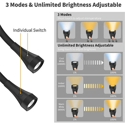 ST-8033 Dimmable LED Neck Reading Light Hands-free Neck Hanging Book Lamp