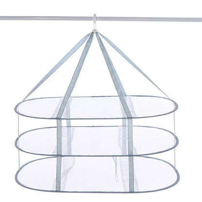 61x76CM Polyester + Stainless Steel 3-Layer Hanging Mesh Dryer Drying Rack Large Drying Net for Underwear