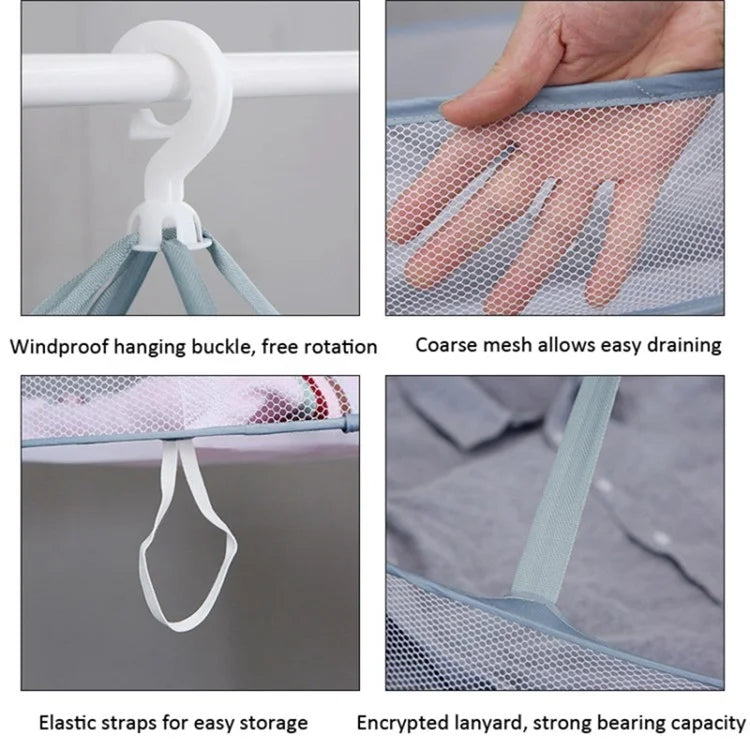 61x76CM Polyester + Stainless Steel 3-Layer Hanging Mesh Dryer Drying Rack Large Drying Net for Underwear