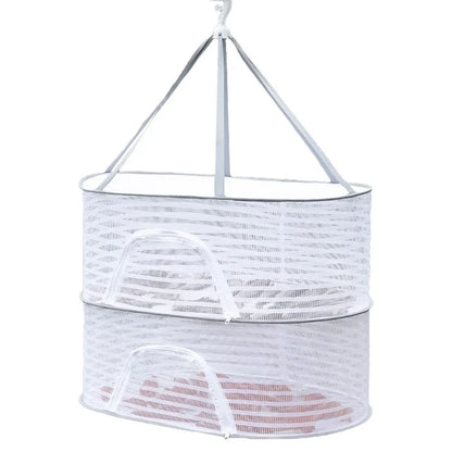 40x60CM Drying Rack 2 Layers Polyester + Steel Wire Hanging Net Food Dry Net Sweater Drying Rack