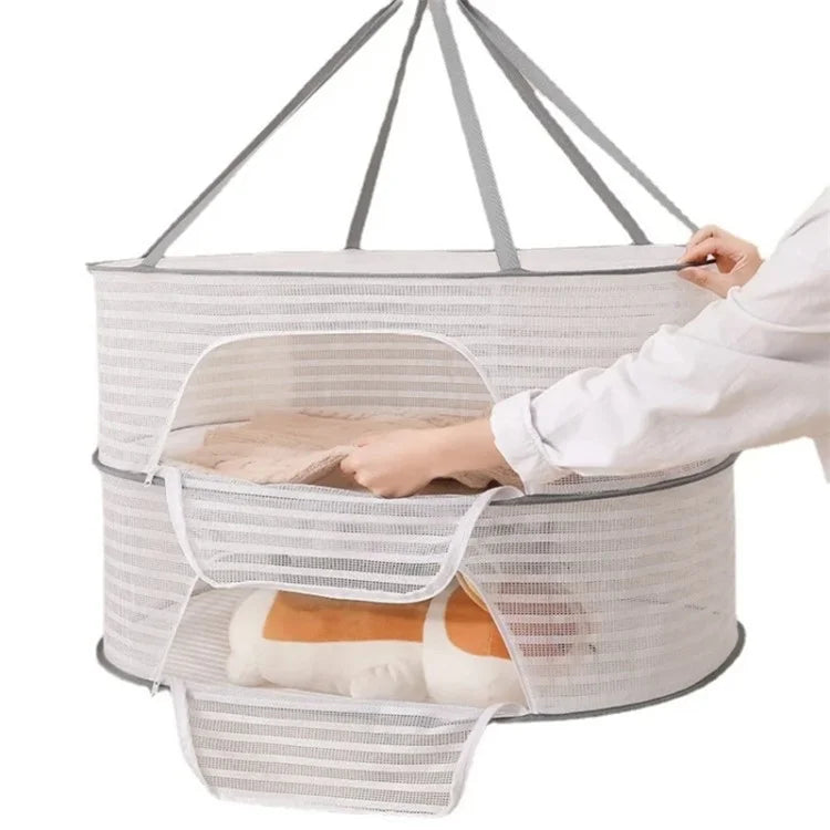 40x60CM Drying Rack 2 Layers Polyester + Steel Wire Hanging Net Food Dry Net Sweater Drying Rack