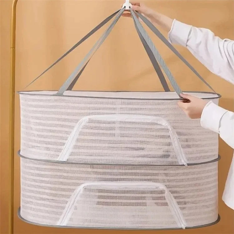 40x60CM Drying Rack 2 Layers Polyester + Steel Wire Hanging Net Food Dry Net Sweater Drying Rack