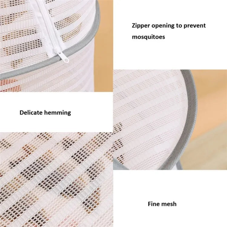40x60CM Drying Rack 3 Layers Hanging Mesh Polyester + Steel Wire Net for Seafoods, Fruits, Clothes