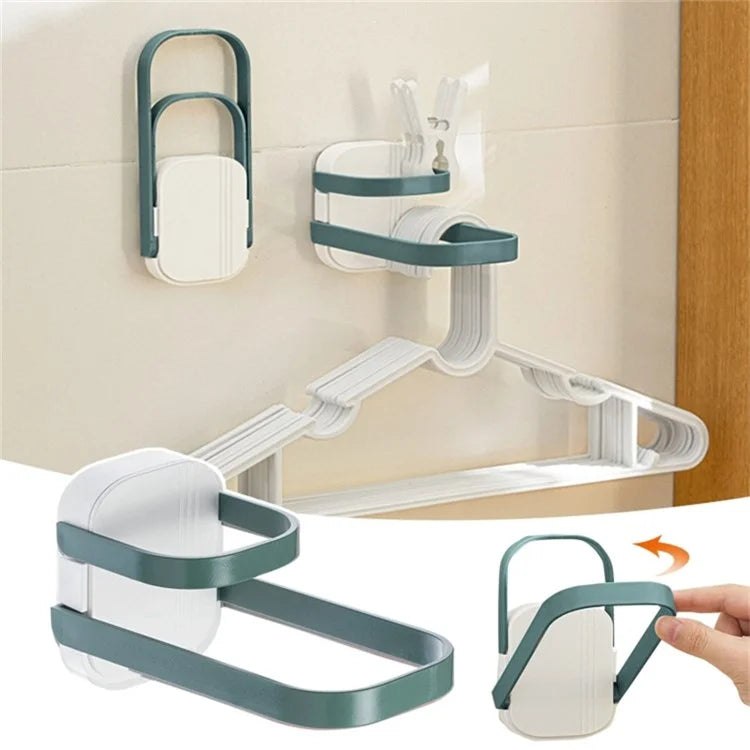 Dual Layer Foldable Storage Shelf for Clothes Hanger Wall-Mounted Clothes Hanger Holder Organizer