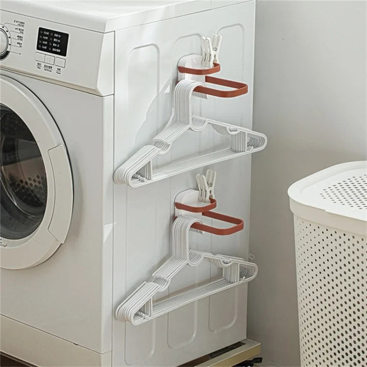 Dual Layer Foldable Storage Shelf for Clothes Hanger Wall-Mounted Clothes Hanger Holder Organizer