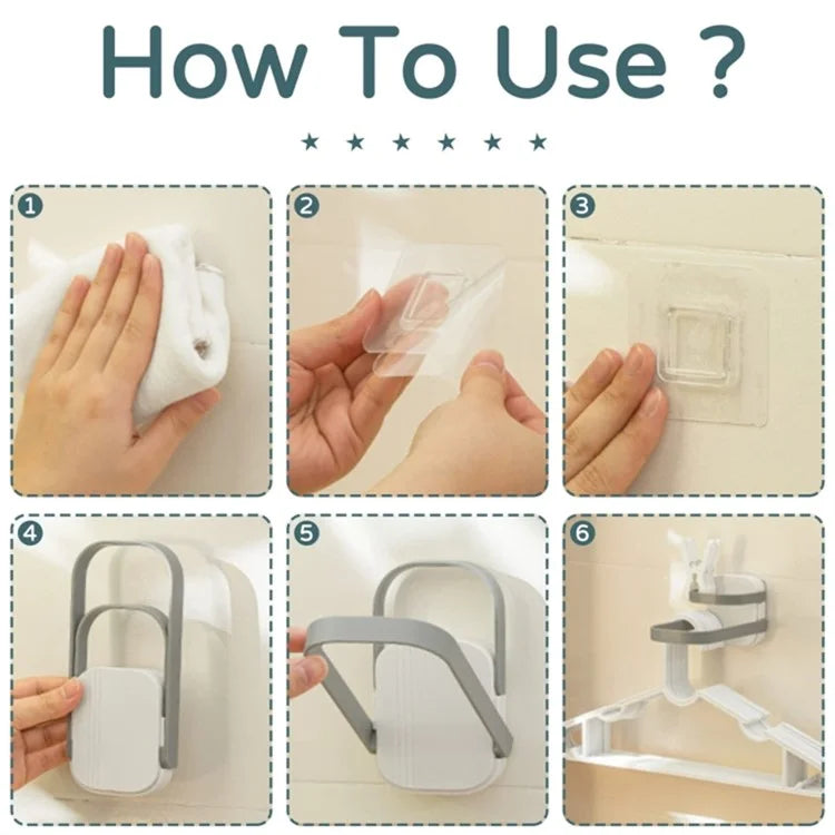 Dual Layer Foldable Storage Shelf for Clothes Hanger Wall-Mounted Clothes Hanger Holder Organizer