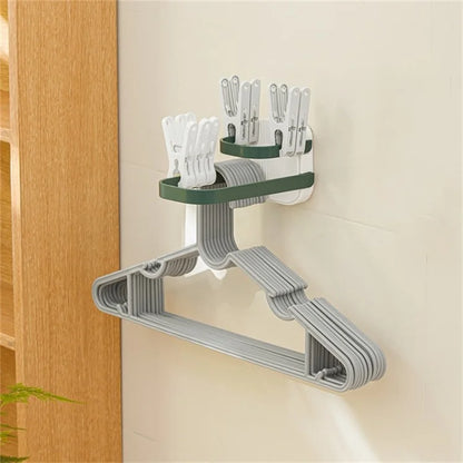 Dual Layer Foldable Storage Shelf for Clothes Hanger Wall-Mounted Clothes Hanger Holder Organizer