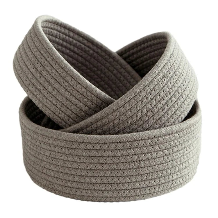3Pcs / Set Nordic Cotton Rope Woven Storage Basket Round Desktop Cosmetics Organizer Basket