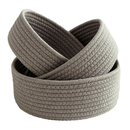 3Pcs / Set Nordic Cotton Rope Woven Storage Basket Round Desktop Cosmetics Organizer Basket