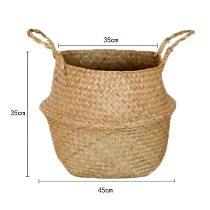 Foldable Plant Pot Multi-function Toys Storage Woven Basket with Handle, Size XXL