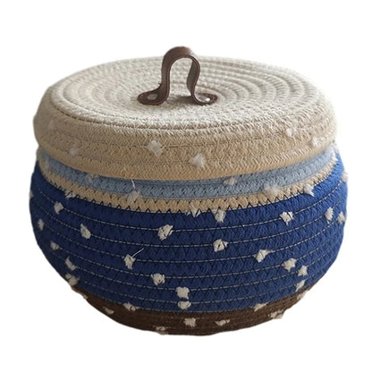 Lid Design Cotton Rope Basket Storage Box Home Decoration Bin for Snacks, Candy, Cookies