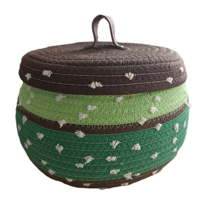 Lid Design Cotton Rope Basket Storage Box Home Decoration Bin for Snacks, Candy, Cookies