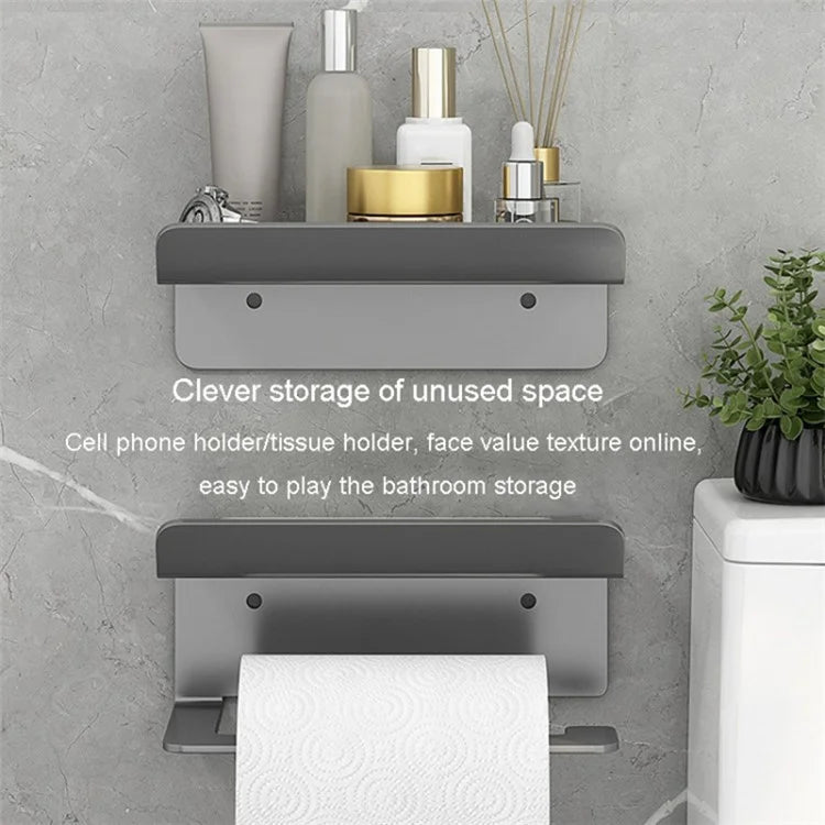 Carbon Steel Wall Mounted Bathroom Toilet Paper Roll Holder Mobile Phone Storage Shelf