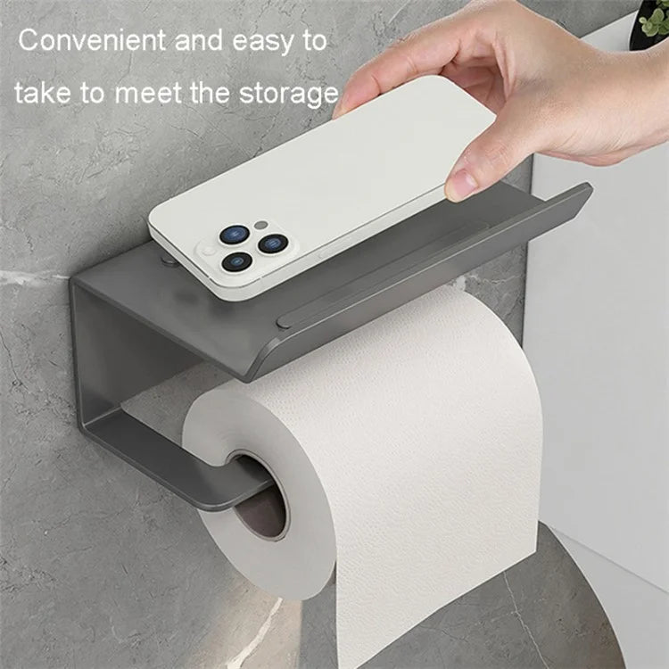 Carbon Steel Wall Mounted Bathroom Toilet Paper Roll Holder Mobile Phone Storage Shelf