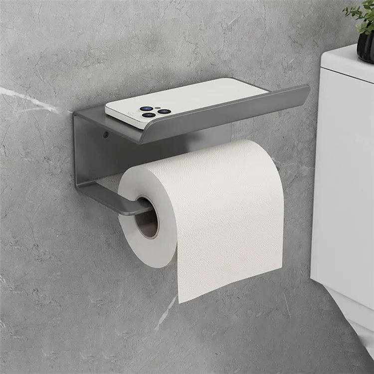 Carbon Steel Wall Mounted Bathroom Toilet Paper Roll Holder Mobile Phone Storage Shelf