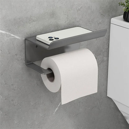 Carbon Steel Wall Mounted Bathroom Toilet Paper Roll Holder Mobile Phone Storage Shelf