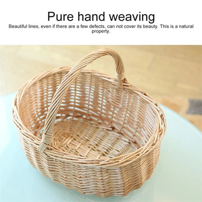 Wicker Picnic Basket with Handle Willow Hand Woven Easter Basket Toy Storage, Size: L