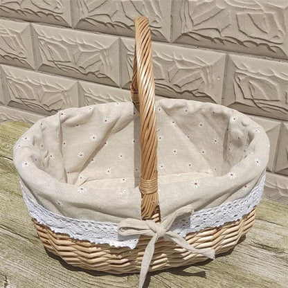 Wicker Picnic Basket with Handle Willow Hand Woven Easter Basket Toy Storage, Size: L