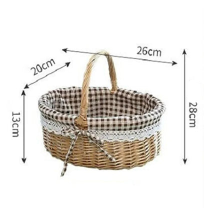 Willow Hamper Portable Outdoor Picnic Basket Woven Basket Egg Container, Size: S