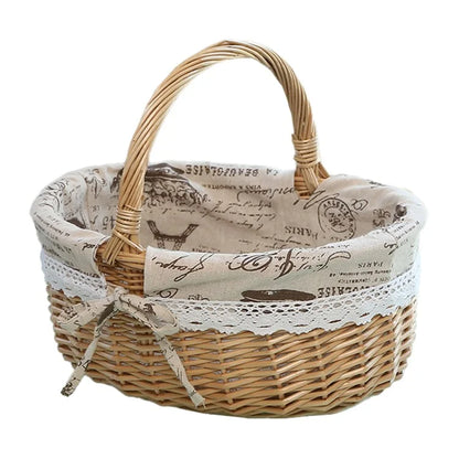 Willow Hamper Portable Outdoor Picnic Basket Woven Basket Egg Container, Size: S