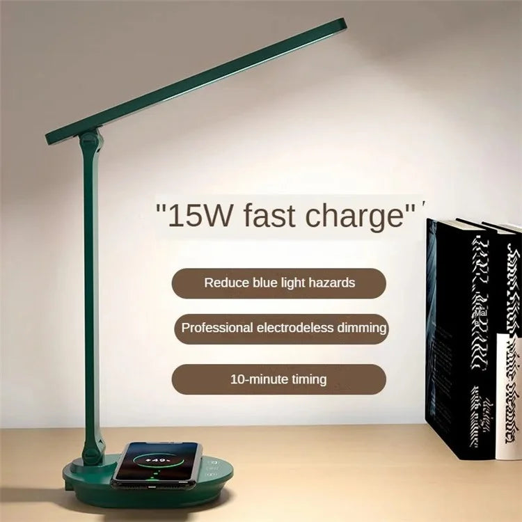 TB-88SWK Dimmable Touch LED Desk Lamp with Wireless Phone Charger, USB Powered Study Light