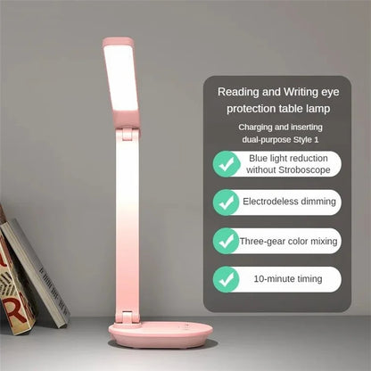 TB-88SWK Dimmable Touch LED Desk Lamp with Wireless Phone Charger, USB Powered Study Light