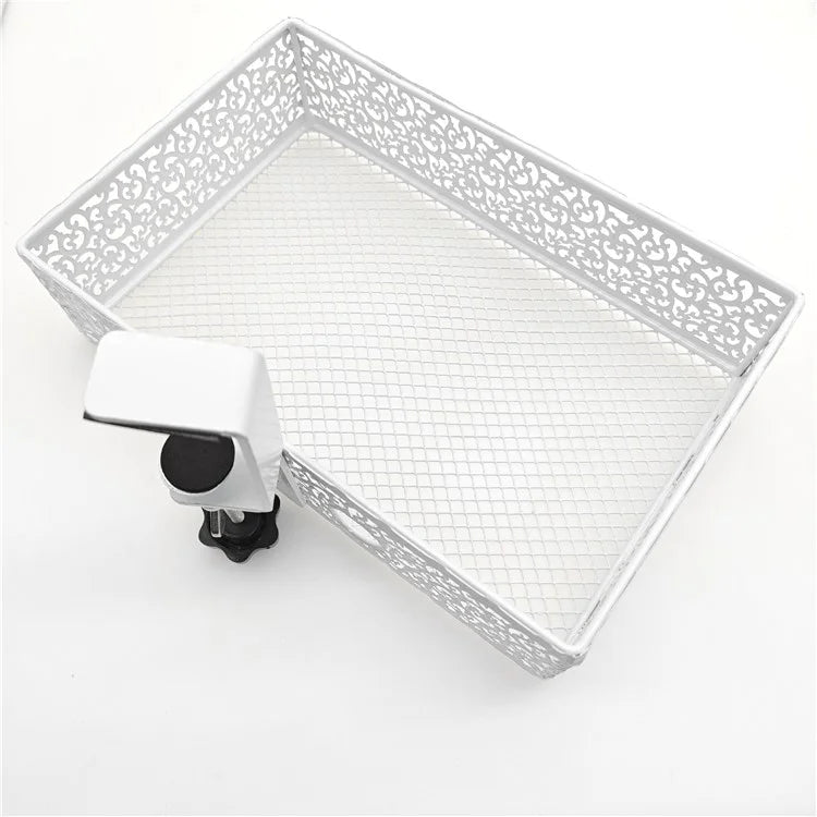 No Drill Hanging Desk Storage Organizer Hidden Under Desktop Basket (Rotation Style)