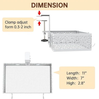 No Drill Hanging Desk Storage Organizer Hidden Under Desktop Basket (Rotation Style)