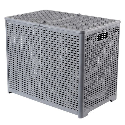 Size XL Partition Compartment Laundry Basket Foldable PP Clothes Hamper Box with Lid