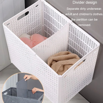Size XL Partition Compartment Laundry Basket Foldable PP Clothes Hamper Box with Lid
