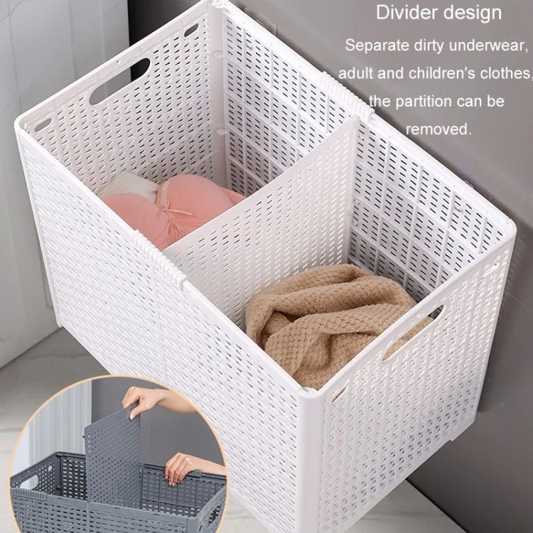 Size XL Partition Compartment Laundry Basket Foldable PP Clothes Hamper Box with Lid