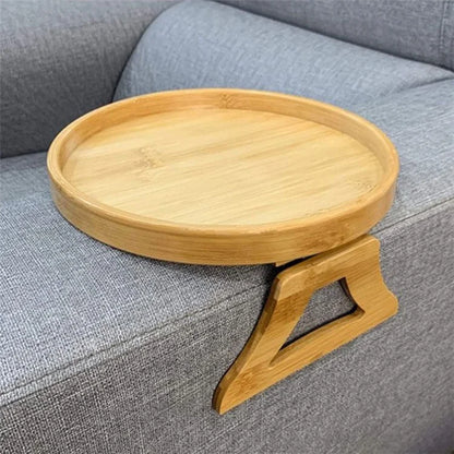 25CM Bamboo Sofa Side Arm Table Foldable Couch Armrest Tray for Drinks Snacks Remote