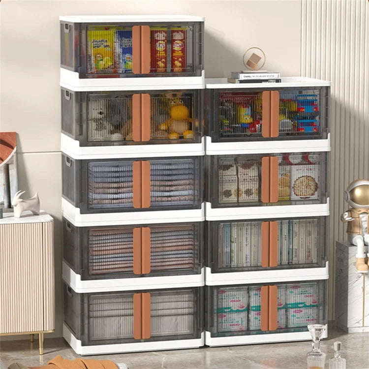 ZY-HE042 Size L Foldable Home Storage Box Clear Snack Toy Clothes Organizer