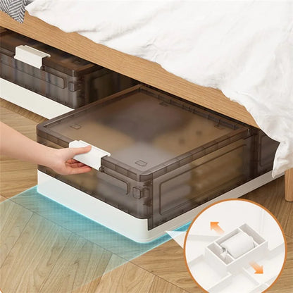 ZY-HE076 43.5L Underbed Storage Box with Wheels PP Foldable Pulley Sorting Box