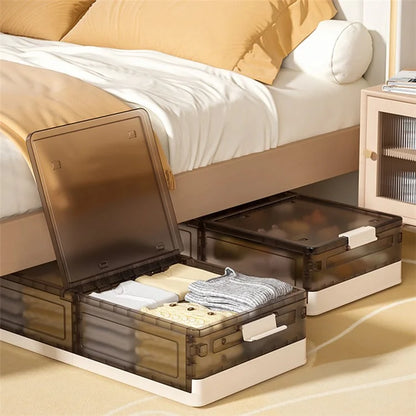 ZY-HE076 43.5L Underbed Storage Box with Wheels PP Foldable Pulley Sorting Box