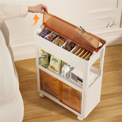 ZY-HE080 Living Room Home Mobile Snack Trolley PS+HIPS Multi-layer Storage Rack