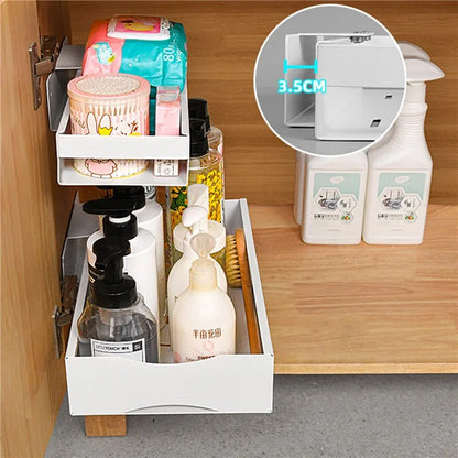 Carbon Steel Kitchen Organizer Wall-mounted Sliding Storage Box, Size L