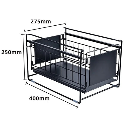 Carbon Steel Kitchen Under Sink Storage Shelf Multi-function Organizer Rack (No Lid)