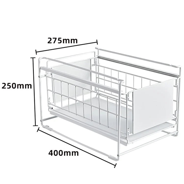 Carbon Steel Kitchen Under Sink Storage Shelf Multi-function Organizer Rack (No Lid)