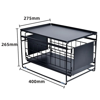 Multi-function Kitchen Under Sink Organizer Shelf Carbon Steel Rack with Lid