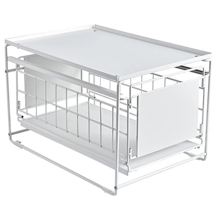 Multi-function Kitchen Under Sink Organizer Shelf Carbon Steel Rack with Lid