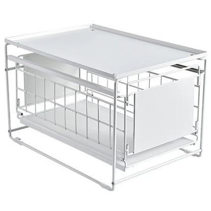Multi-function Kitchen Under Sink Organizer Shelf Carbon Steel Rack with Lid