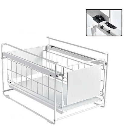 Carbon Steel Organizer Shelf with Wheels Kitchen Under Sink Storage Rack (No Lid)
