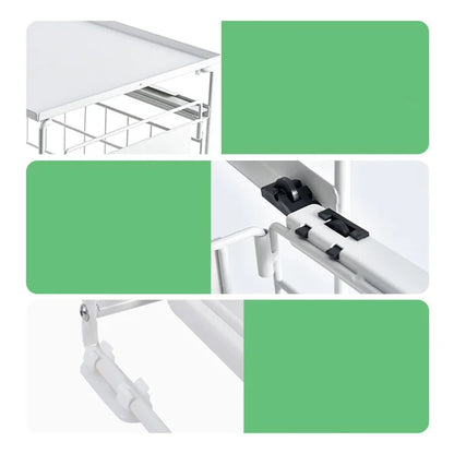 Kitchen Under Sink Organizer Shelf Carbon Steel Sliding Storage Rack with Lid
