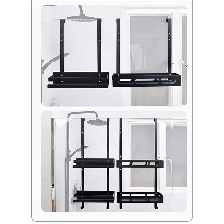 Bathroom Door Hanging Basket Space Saving Carbon Steel Organizer Shelf, Style A / Double Layer