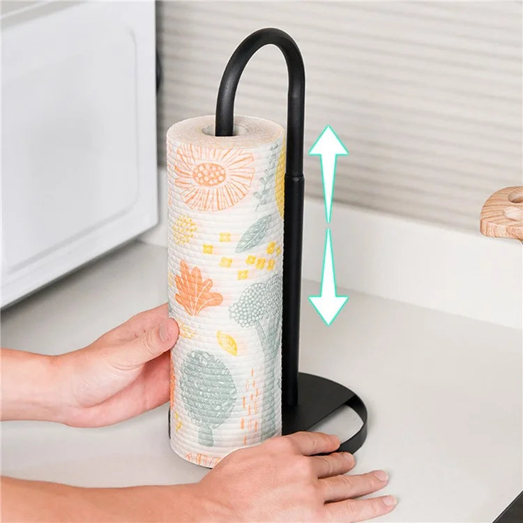 Telescopic Height Carbon Steel Desktop Roll Paper Towel Holder Rack, Arc Type