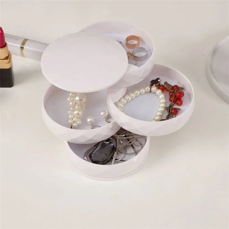 Rotatable Jewelry Organizer Box Earring Holder ABS+Acrylic Storage Tray