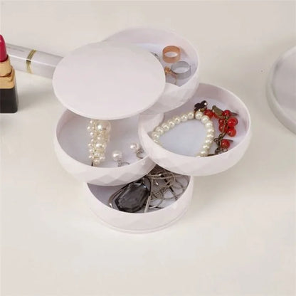 Rotatable Jewelry Organizer Box Earring Holder ABS+Acrylic Storage Tray