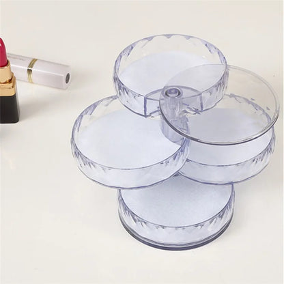 Rotatable Jewelry Organizer Box Earring Holder ABS+Acrylic Storage Tray